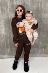 Mini Hamptons Teddy Chocolate Sweater Loungewear Set Loungewear