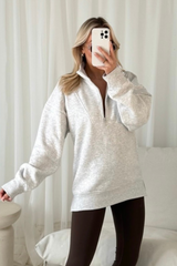 Chloe Marl Grey 3/4 Zip Sweater Loungewear
