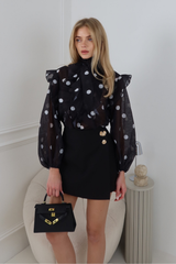 JUNE BLACK & GOLD BROOCH SKORT