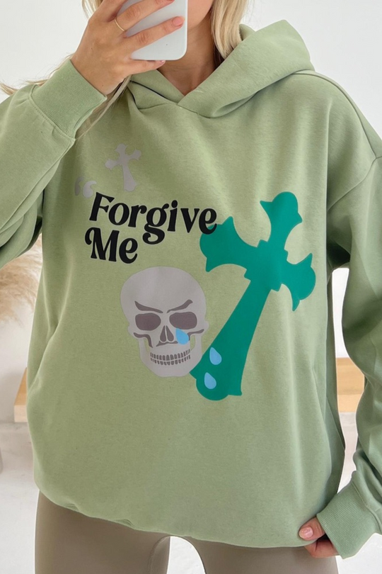 Forgive me sage green hoodie