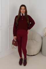 MARRI BURGUNDY SHIMMER GOLD BUTTEN JUMPER