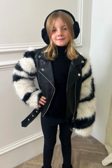 Mini Lila black faux fur leather jacket
