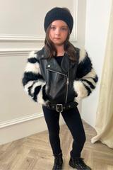 Mini Lila black faux fur leather jacket