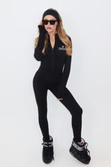 Courchevel black embroidered ski unitard