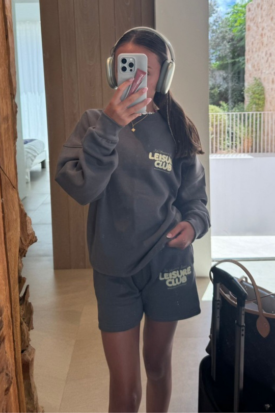 Mini leisure club lemon steel grey printed sweater shorts loungewear