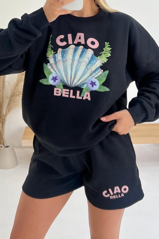 Ciao Black Premium Sweater Short Loungewear Set