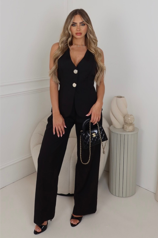 Aria black tailored waistcoat & trouser co ord