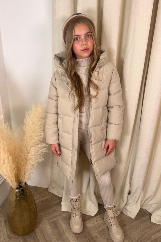 Mini Amy cream long puffer coat