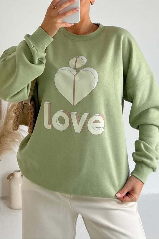 Love sage printed sweater