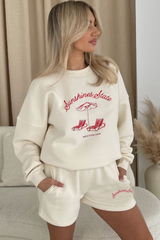 Sunshine state red ecru embroidered sweater shorts loungewear
