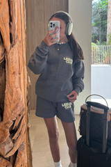 Mini leisure club lemon steel grey printed sweater shorts loungewear