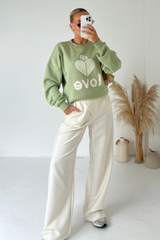 Love sage printed sweater