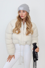Karmin cream crop puffer coat
