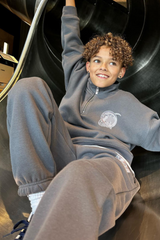 Mini steel grey printed chrome moon 3/4 zip jogger loungewear