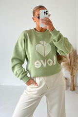 Love sage printed sweater