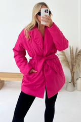 Lola Fuschia Short Belted Coat Coats & Jackets