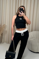 G monogram Black Embroidered Ribbed Vest