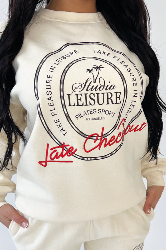 Studio Leisure ecru checkout embroidered sweater