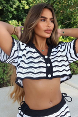 Arabella black & white crochet cardigan skirt coord One size 8-12 co-ord