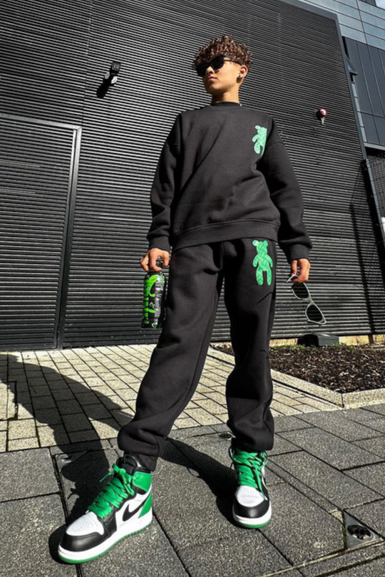Mini black icon teddy  printed sweater jogger loungewear