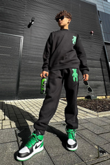 Mini black icon teddy  printed sweater jogger loungewear