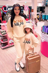 Mini Milan teddy ecru printed sweater joggers loungewear