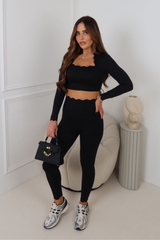 GIADA BLACK LONG SLEEVE TROUSER GYM SET