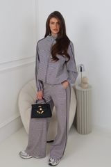 SAINTA NAVY STRIPED ZIP HIGH NECK JACKET & TROUSER SET
