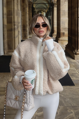LISA CREAM FLUFFY FLEECE WITH WHITE DETAILING
