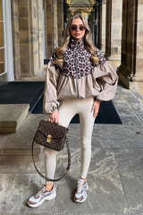 BEA BIEGE LEOPARD PRINT BALLOON SLEEVE JACKET