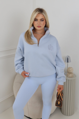 GLAMIFY BABY BLUE EMBROIDERED ST MORITZ EVERYDAY ESSENTIAL 3/4 ZIP