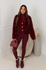 LIBBY BURGUNDY FAUX FUR JACKET