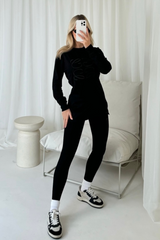 Gege black embroidered long sleeve t-shirt and leggings