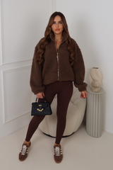 LOCKI CHOCOLATE GOLD ZIP WOOLY FLEECE