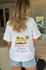 Fresh fruit white & blue heavyweight printed t-shirt - Chloe Lauren Collection