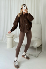 Mel chocolate cargo bomber jacket