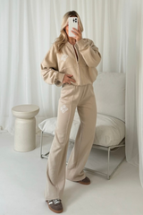 G monogram crest beige embroidered bomber jogger loungewear