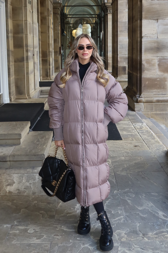 LYDIA TAUPE LONG PUFFER JACKET