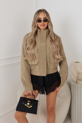 Jamie beige faux suede jacket