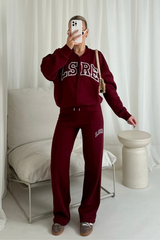 LSRE burgundy printed bomber jogger loungewear