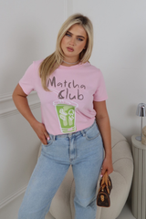 MATCHA CLUB PINK PRINTED T-SHIRT