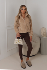 Megan beige fleece zip jacket