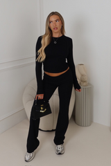 Molly black ribbed loungewear top