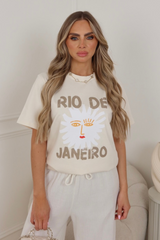 Rio De Janeiro ecru heavyweight printed t-shirt
