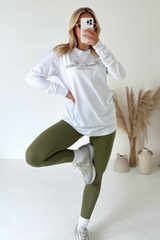 French Riviera khaki embroidered long sleeve t-shirt and leggings