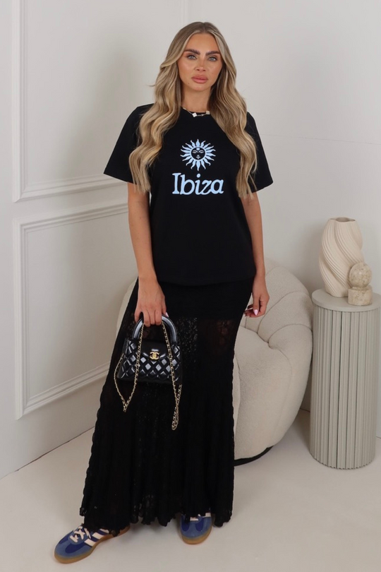 Ibiza black printed heavyweight oversized t-shirt