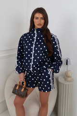 BONNIE NAVY POLKA DOT STRIPE SHORT CO ORD SET