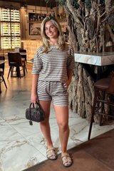 Cody mocha patterned t-shirt & shorts co ord