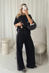 Eva black t-shirt straight leg jogger loungewear