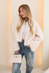 Lauren white faux fur jacket